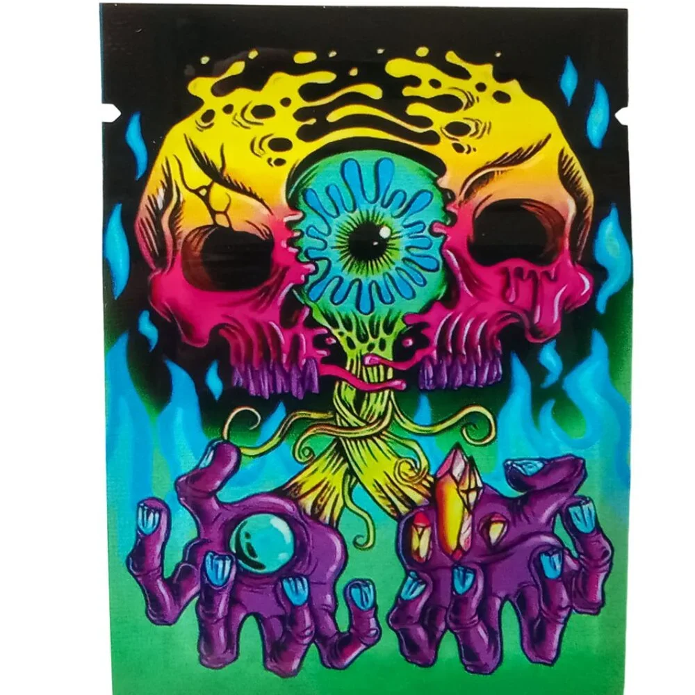 5 Trippy Mylar Bags, Herbal Psychedelic Zip Lock Printed Pouches, Space, Alien.. - Picture 8 of 16